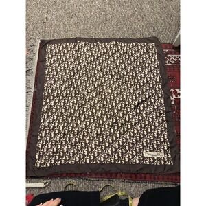 Vintage Christian Dior Monogram Silk Scarf Brown/White 30"x30"